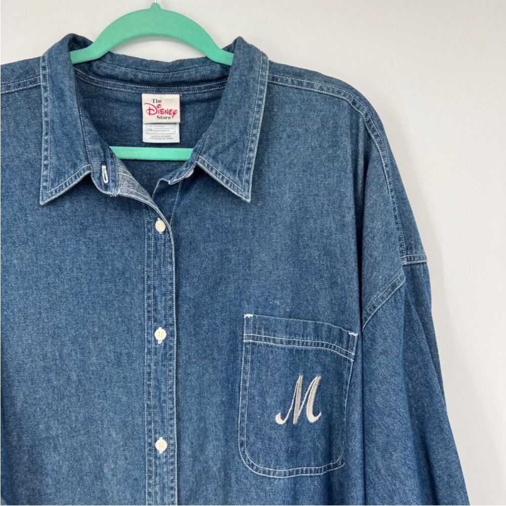 The Disney Store Rhinestone Mickey Mouse Denim Shirt Sz XXL